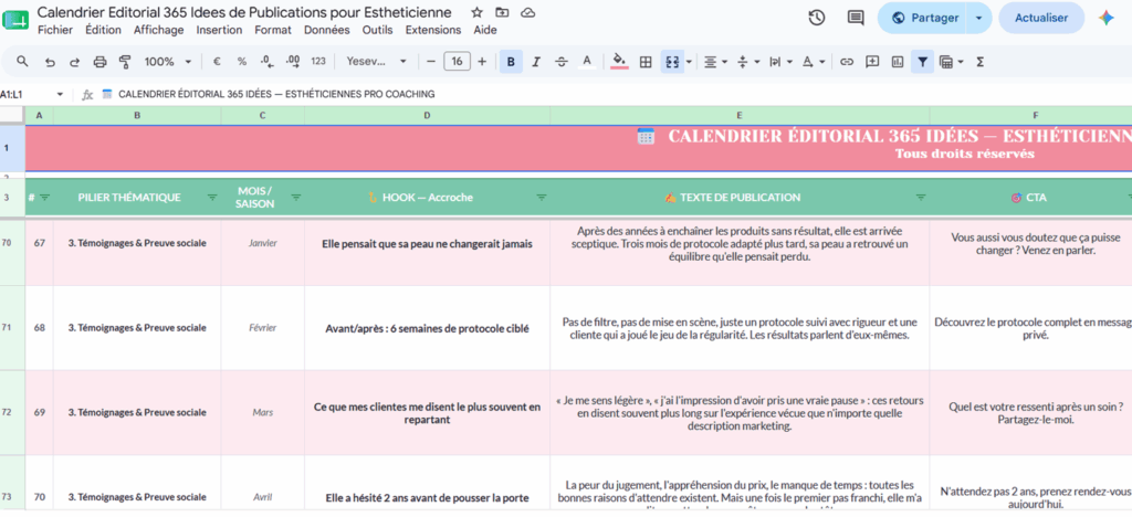 365 idées de contenus pour esthéticiennes estheticienne pro coaching